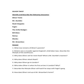 Oliver twist movie questions