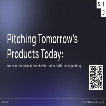 Olivia Bell & Dominic Wong: Pitching Tomorrow's Products Today | SIC 2024