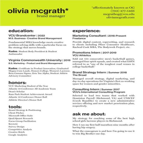 Olivia McGrath Resume