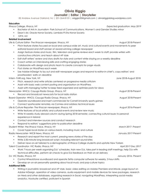 Updated resume pdf PDF - Oliviariggioresume 190110202217 Thumbnail 