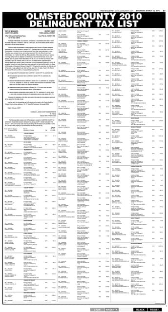 Riverside County Delinquent Property Tax List Olmsted County 2010 delinquent tax list | PDF