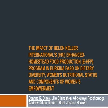 Training Session 1 – Olney – Impact of HKI Enhanced-Homestead Food Production...