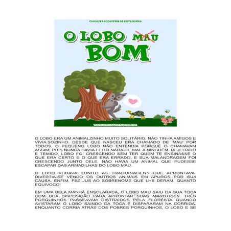 Historia Do Lobo Bom Lobo Mau LEITURA DA HISTÓRIA “CHAPEUZINHO