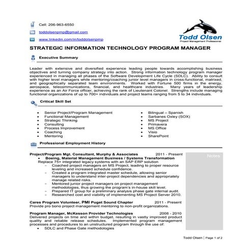 Resume of Todd Olsen