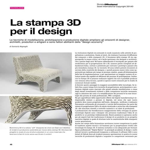 Stampa 3D per il Design