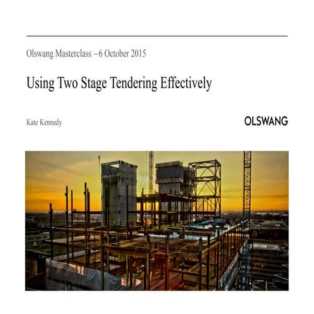 Using Two-Stage Tendering Effectively
