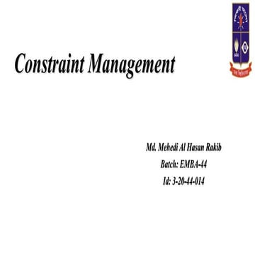 Constraint Management: Bottleneck