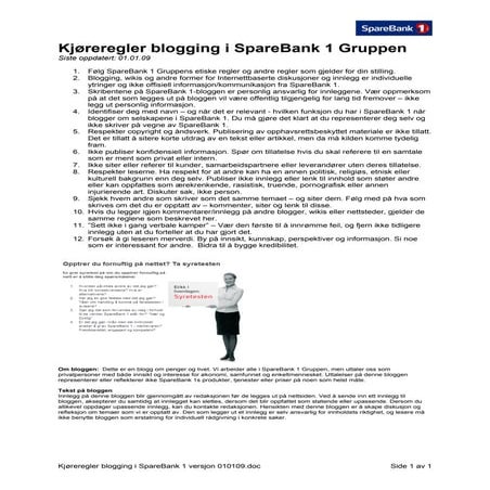 Regler for blogging i SpareBank 1 Gruppen