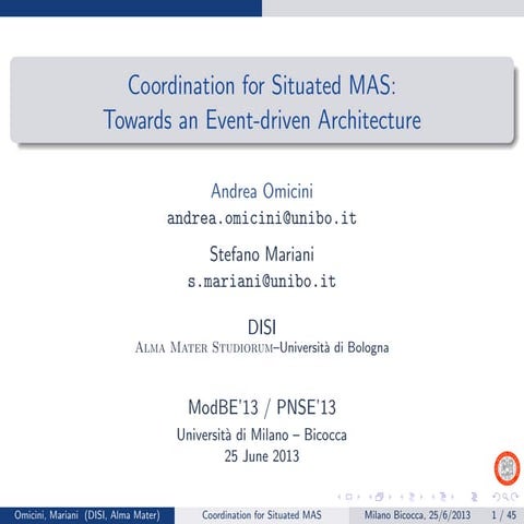 Coordination for Situated MAS: Towards an Event-driven Architecture