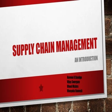 Supply Chain Management - An Introduction