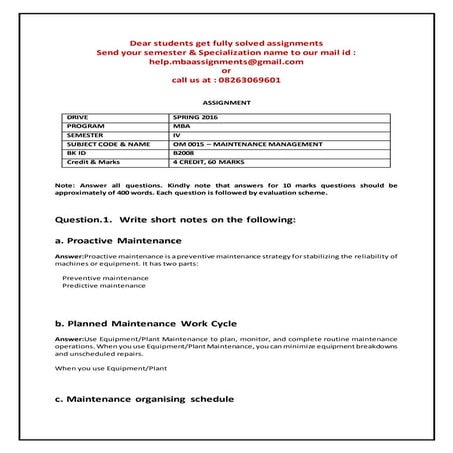 Om 0015   maintenance management