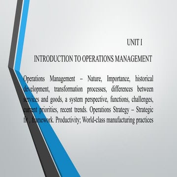 CHAPTER 1 - OPERATIONS MANAGEMENT FOR 1ST YEAR STUDENTS | PPTX