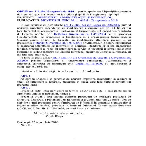 Ordin MAI nr. 211din 2010 Dispozitii gen. incendii -la-ateliere-si-spatii-de-...
