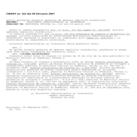 Omai 163 din_2007 - norme generale aparare impotriva incendiilor
