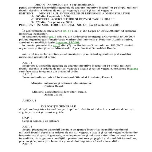 Ordin MAI 605 din 2008 masuri miriste