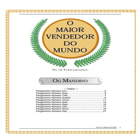 Os Dez Pergaminhos - texto extraído do livro "O maior vendedor do mundo" (og ...