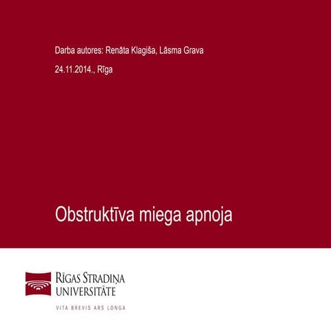 Obstruktīva miega apnoja | PPT