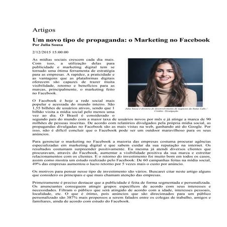 (Artigo) Um novo tipo de propaganda: O marketing no Facebook