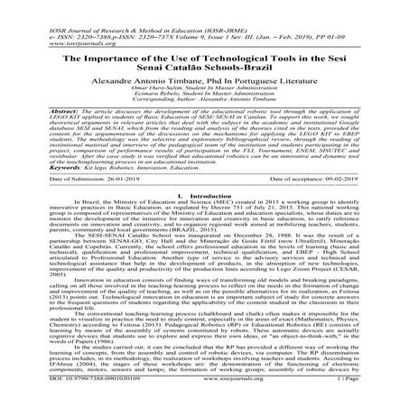 The Importance of the Use of Technological Tools in the Sesi Senai Catalão Sc...