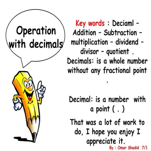 Human Production & Operation With Decimals