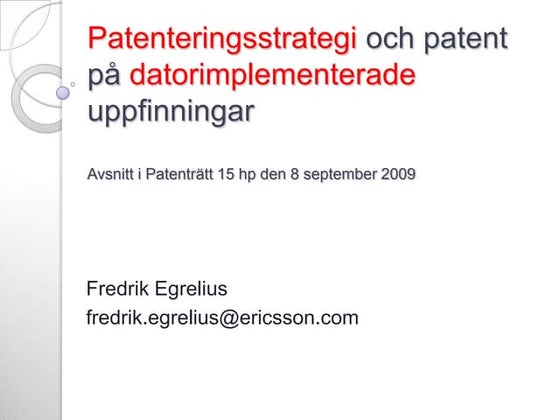 Patentarbete i industrin och datorrelaterade uppfinningar