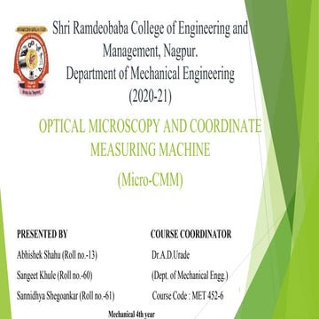 OPTICAL MICROSCOPY AND COORDINATE MEASURING MACHINE 