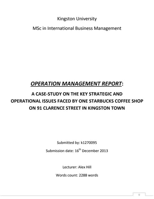OPERATION MANAGEMENT REPORT: A CASE...