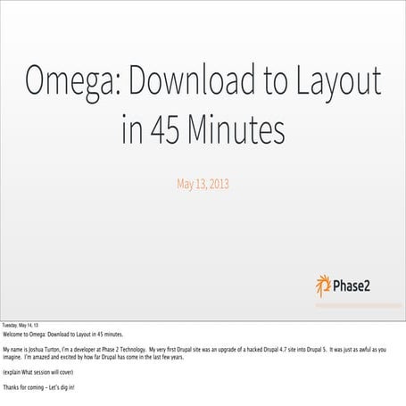 Omega From Download to Layout in 45 min 