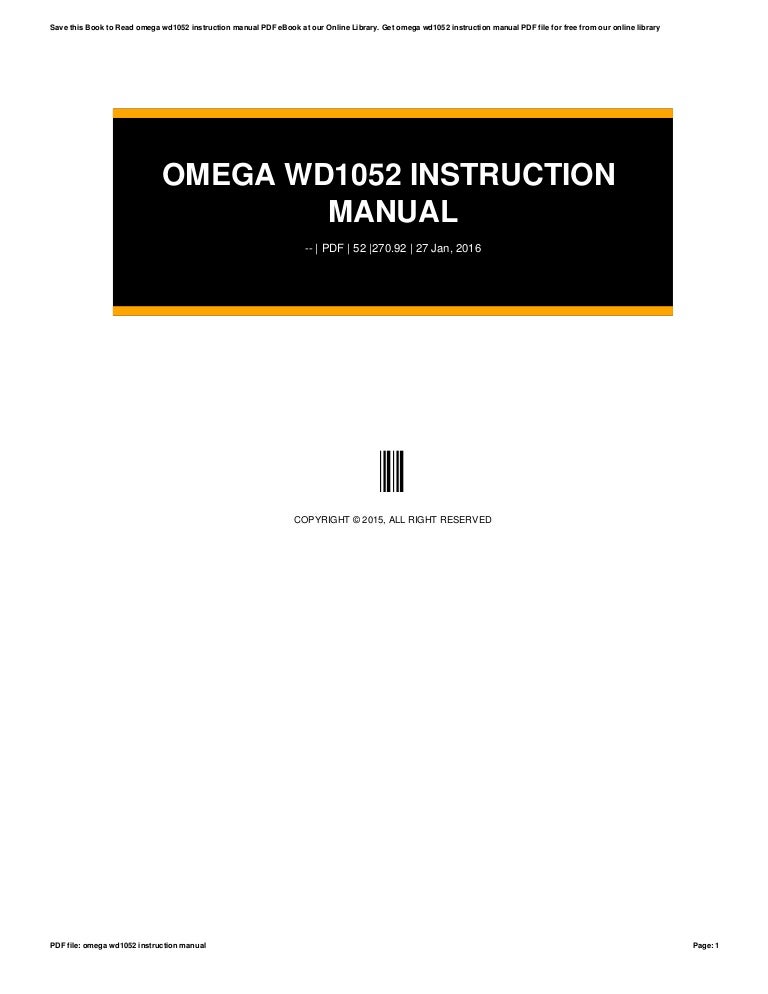 Omega wd1052 instruction manual