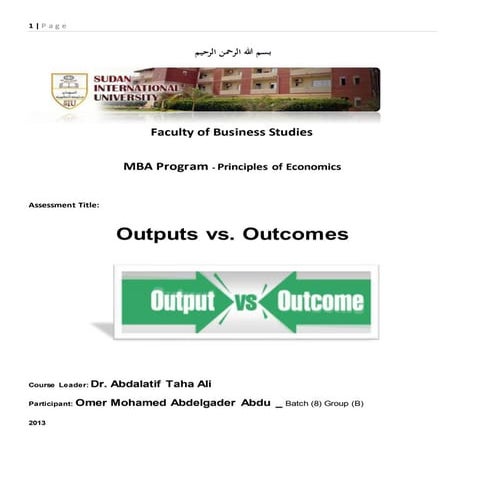 Principles of Economics - Outputs vs. Outcomes