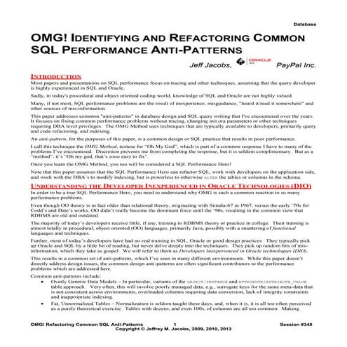White Paper for OMG! Identifying and Refactoring Common SQL...