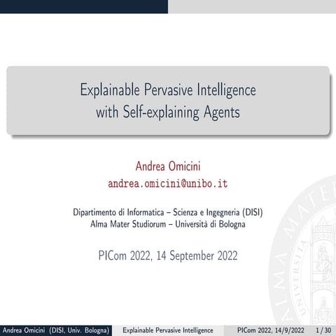 Explainable Pervasive Intelligence with Self-explaining Agents