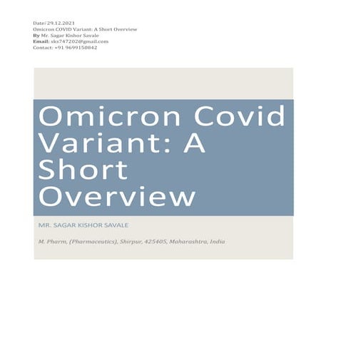 Omicron covid variant: a short overview