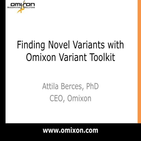 Omixon accurate variant detection slideshare version 2011 aug 17 | PPTX