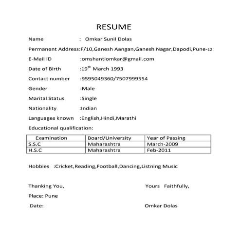 Omkar resume | PDF