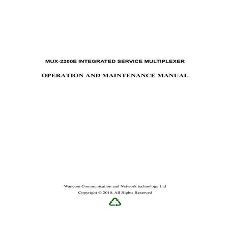 O&m manual(mux 2200 e)v1.1