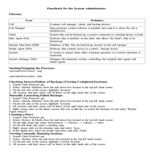Omniback for the system administrator