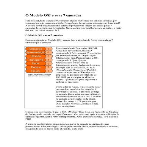 O modelo osi e suas 7 camadas