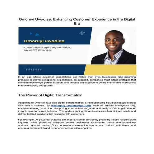 Improving customer experience | PDF