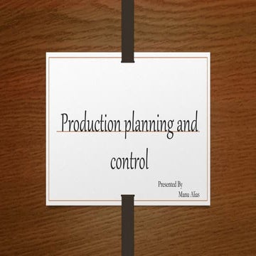 Production Planning and Control (Operations Management)