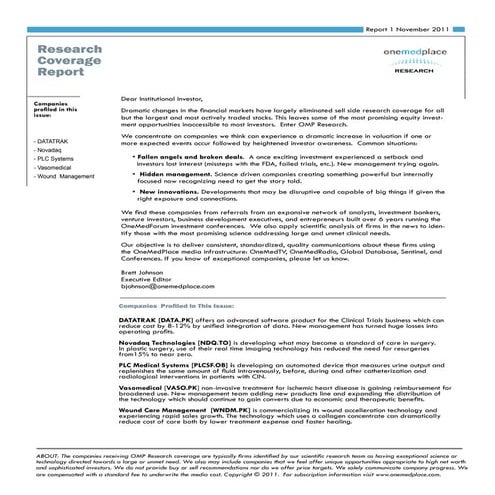 OneMedPlace November Research Report