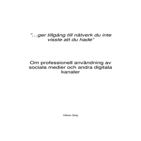 Om professionell användning av sociala medier och andra digitala kanaler
