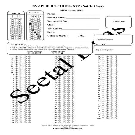 OMR Sheet by Seetal Daas