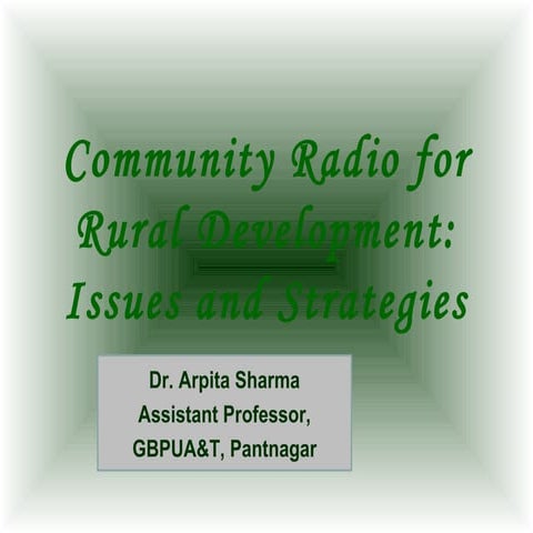 Community Radio for Rural Development: Issues and Strategies