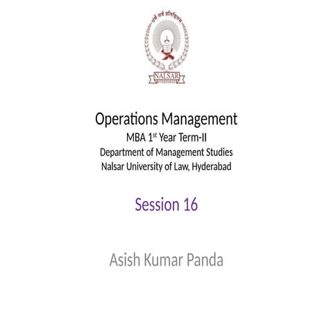 Operations Management Classroom Presentation