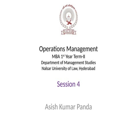 Operations Management Slides Series for MBA students
