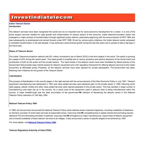 Operation management Telecom Sector in India