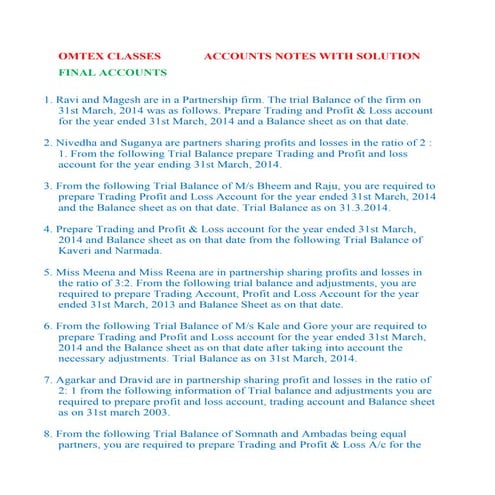 Omtex classes accounts notes with solution