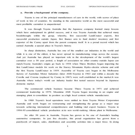 Operation management toyota