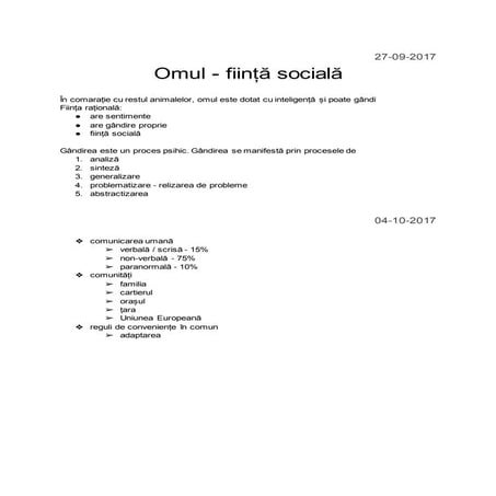 Omul, fiinta sociala